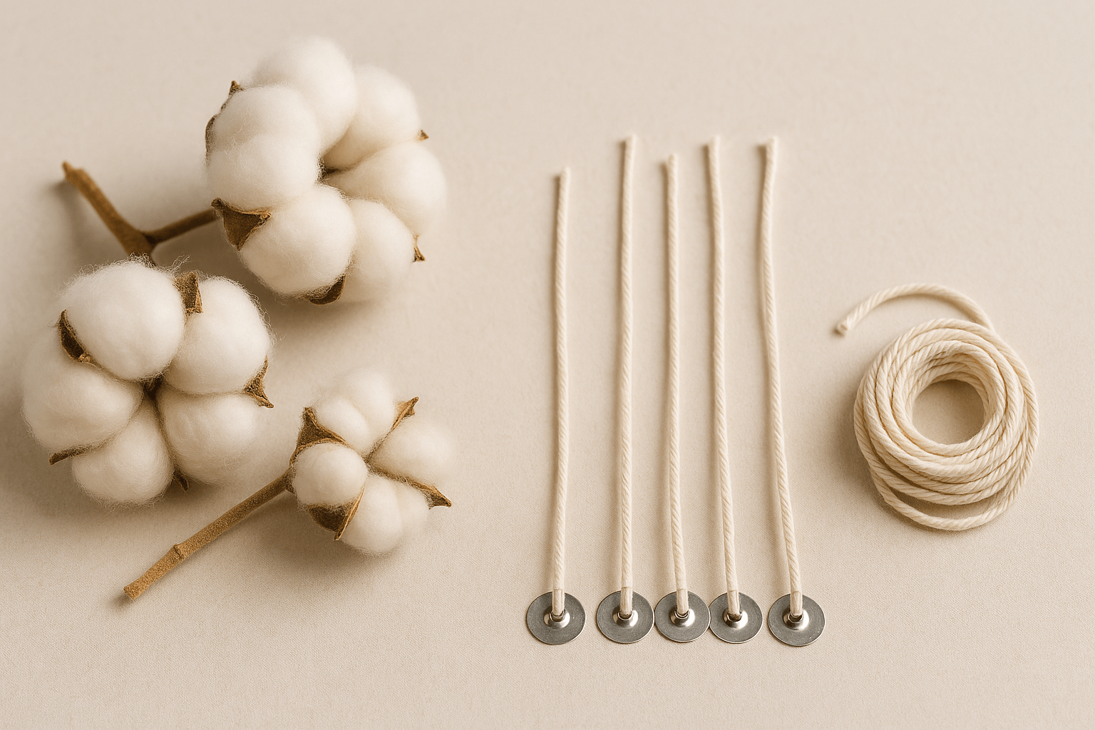 Mèches en coton 100% naturelles selectionnées par Ptitebulle de senteurs